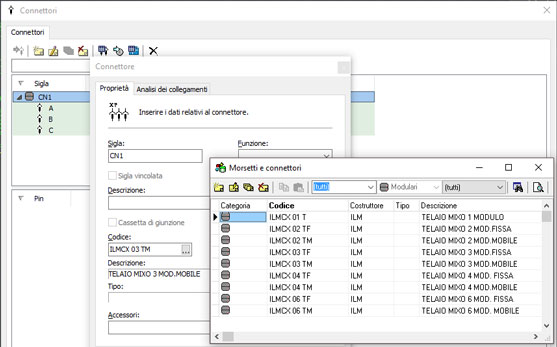 connettori modulari con custodia protettiva comune ed inserti